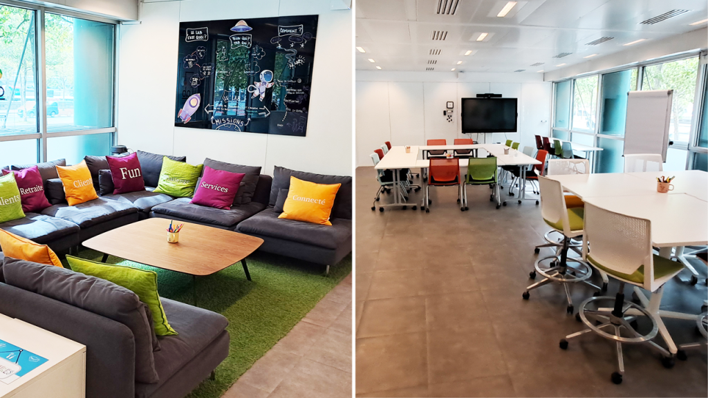Le Lab, c’est un espace modulable de 80m2 : jusqu’à 30 personnes.